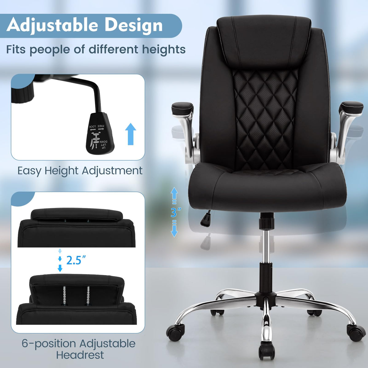 Goflame Executive Office Chair, Ergonomic PU Leather Desk Chair