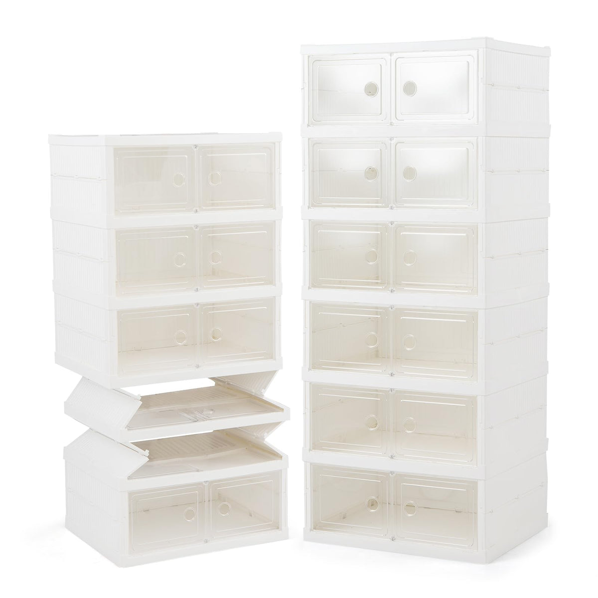 GOFLAME 6-Tier Foldable Shoe Storage Box Fits 12 Pairs No Assembly