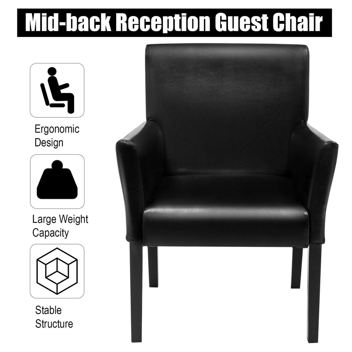 Goflame Reception Guest Chairs and C-Shaped End Table 3Pcs Set
