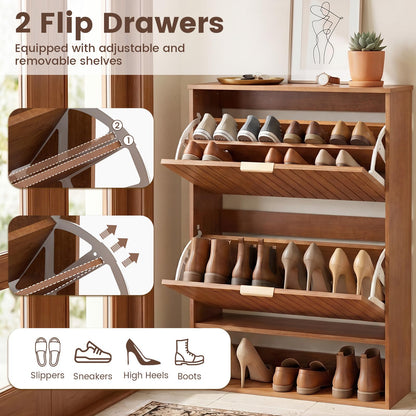 Goflame Shoe Storage Cabinet with 2 Flip Drawers