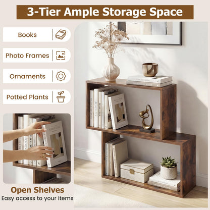 Goflame Geometric Bookcase Side Table with Open Storage
