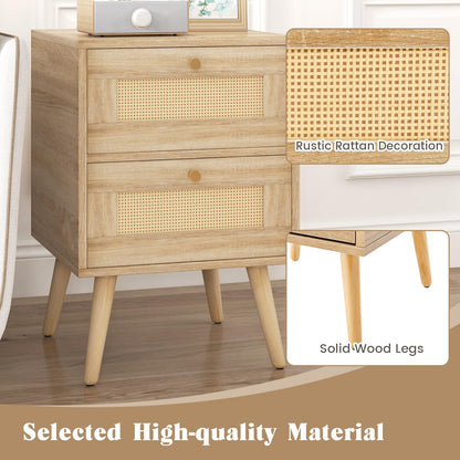 Goflame Rattan Nightstand Set of 2