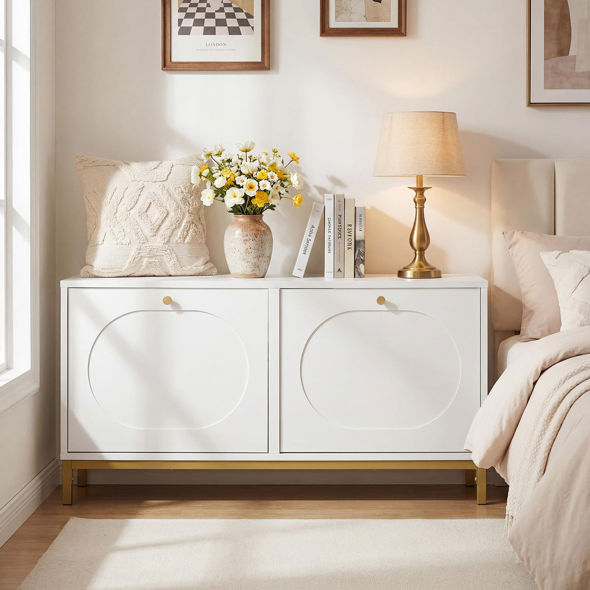 Goflame Shoe Storage Bench with 2 Flip Drawers