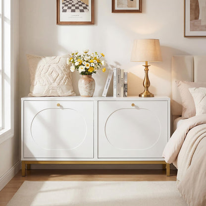 Goflame Shoe Storage Bench with 2 Flip Drawers