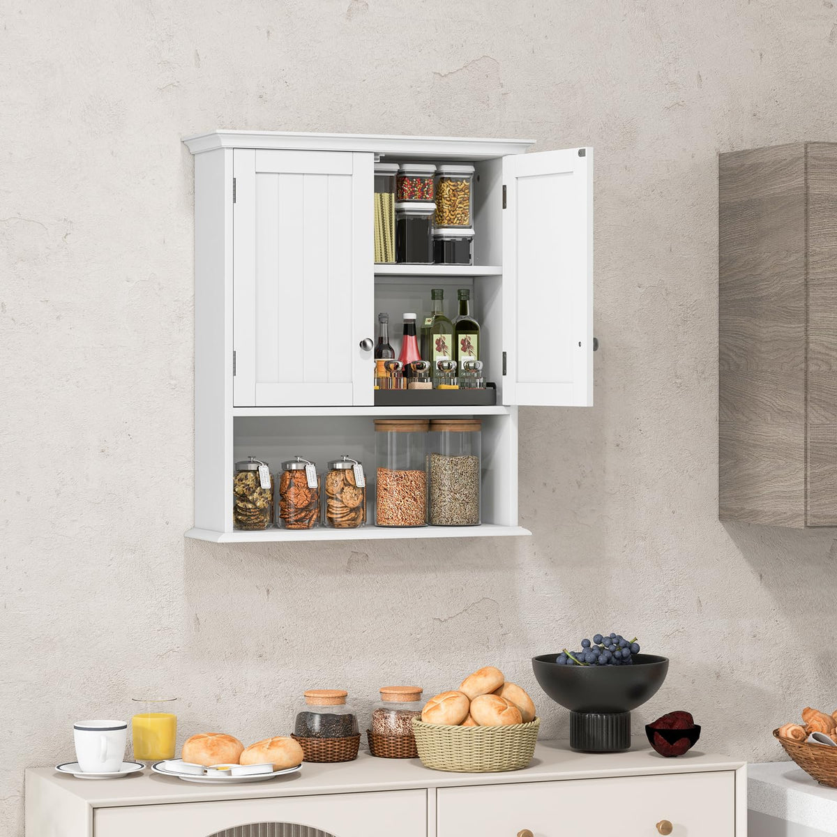 Goflame Wall Mounted Medicine Cabinets - Above Toilet Bathroom Cabinet with Adjustable Shelf
