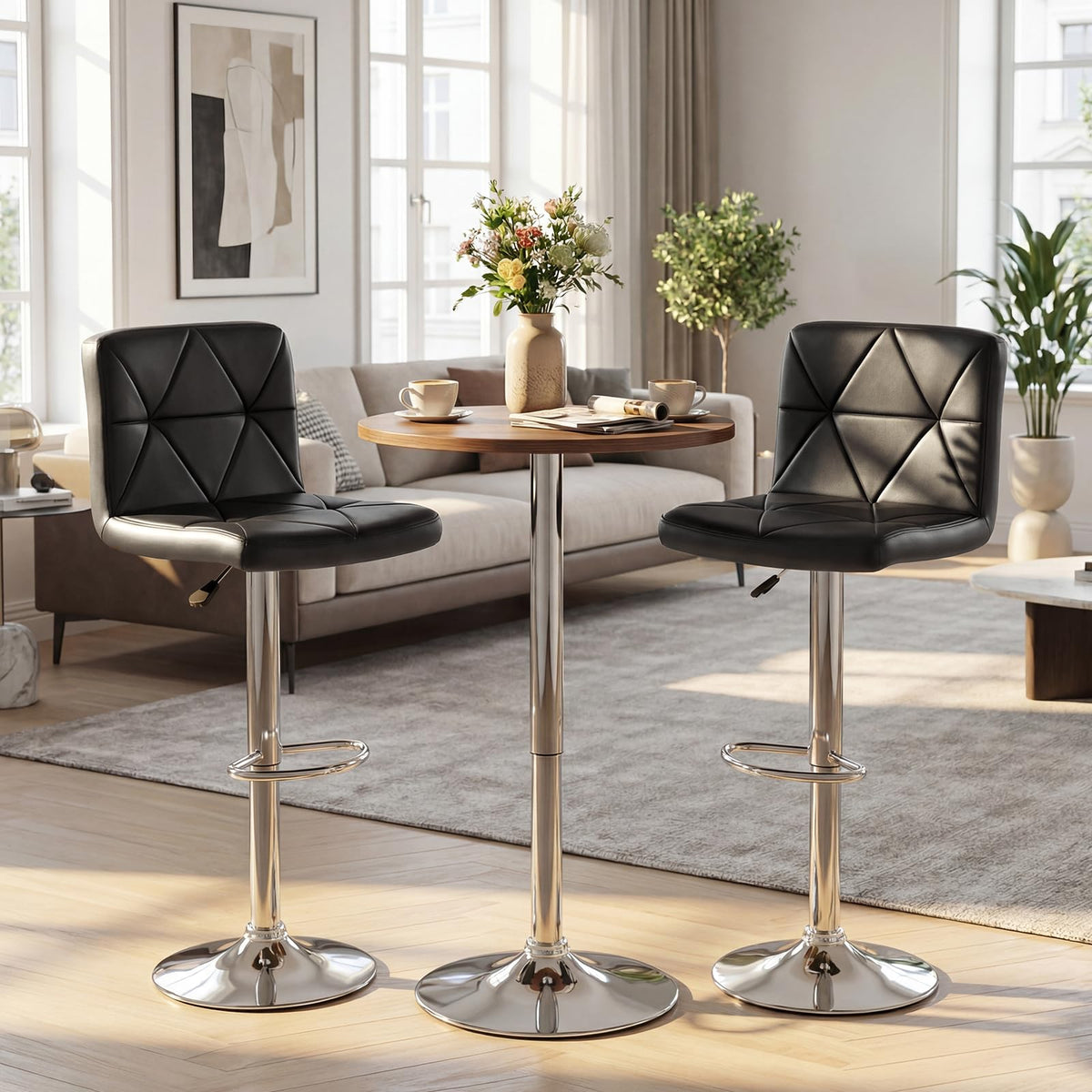 Goflame Modern Faux Leather Upholstered Counter Height Barstools Set of 2/4