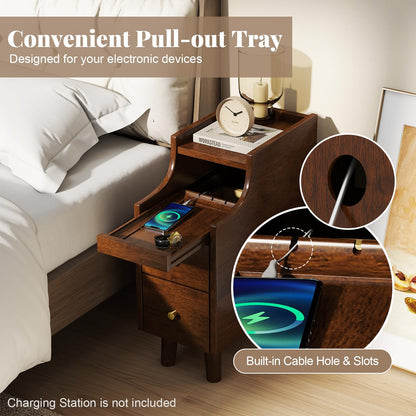 Goflame Narrow Nightstand with 2 Drawers for Small Spaces (1/2)