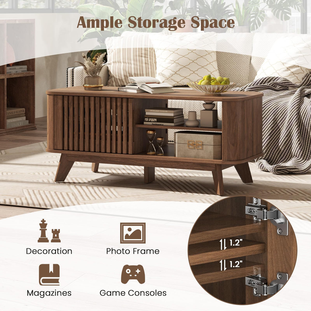 Goflame Rectangle Coffee Table with Storage