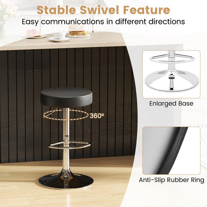 Goflame Adjustable Height PU Leather Bar Chair with Swivel Padded Seat