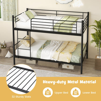 Goflame Metal Bunk Bed Twin Over Twin, Bunk Beds for Kids, Teens & Adults Bunk Bed with Stairs