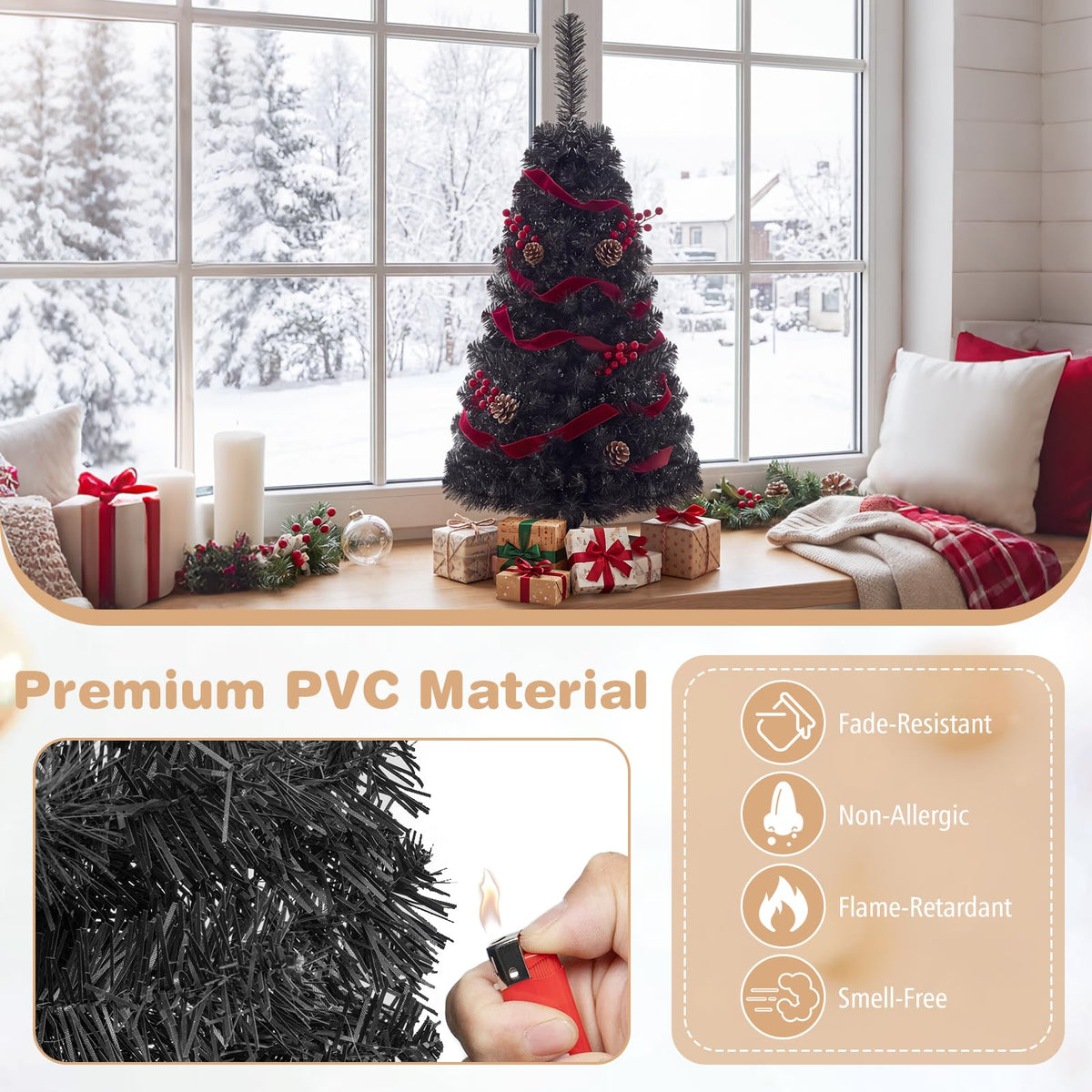 GOLFLAME 3FT Artificial Christmas Tree for Home Office Party