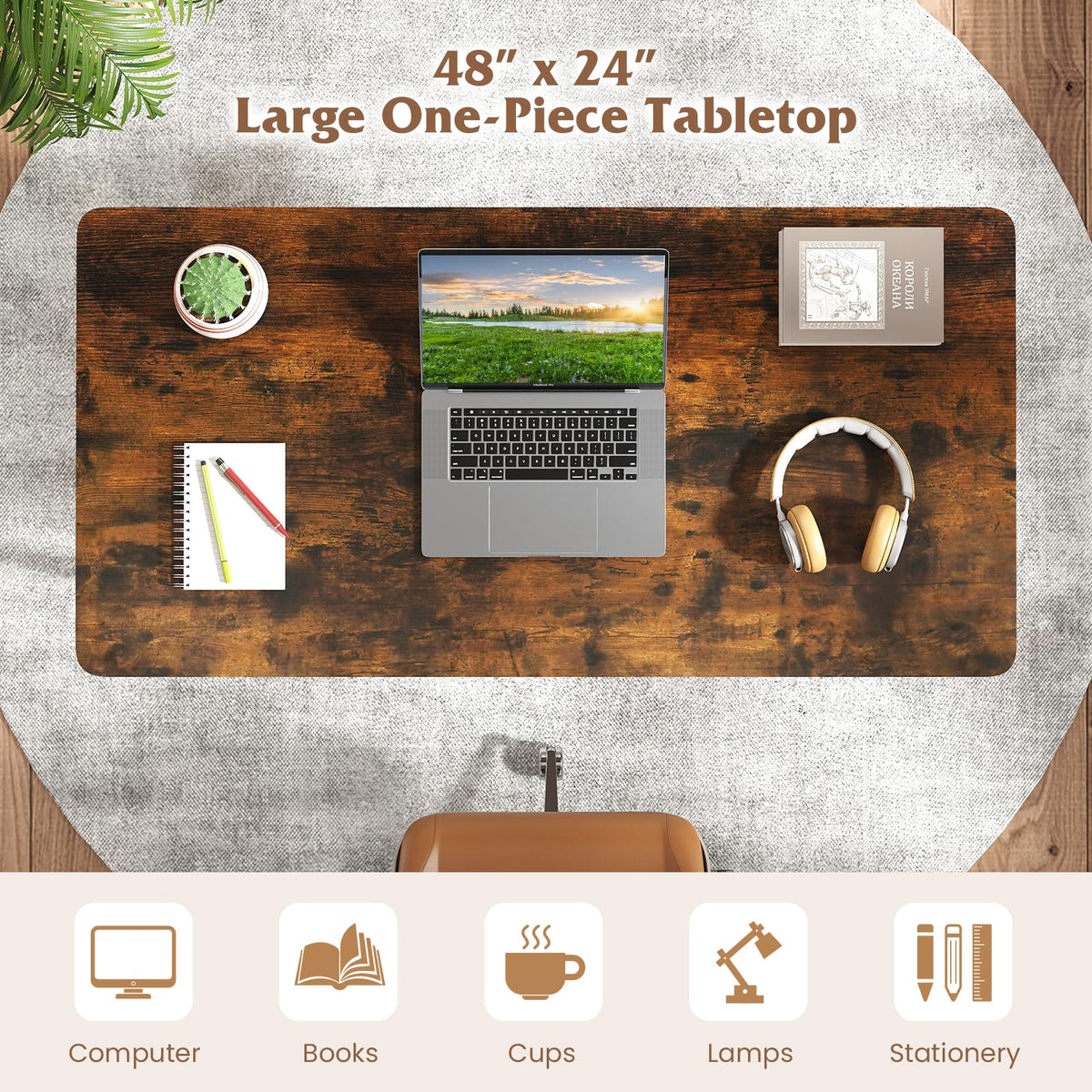 Goflame Universal Wood Table Top （48 x 24 inch）