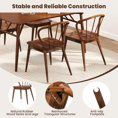 Goflame Wooden Dining Chairs Set of 2/4, Windsor Kitchen Chairs w/High Spindle Back & Rubber Wood Legs