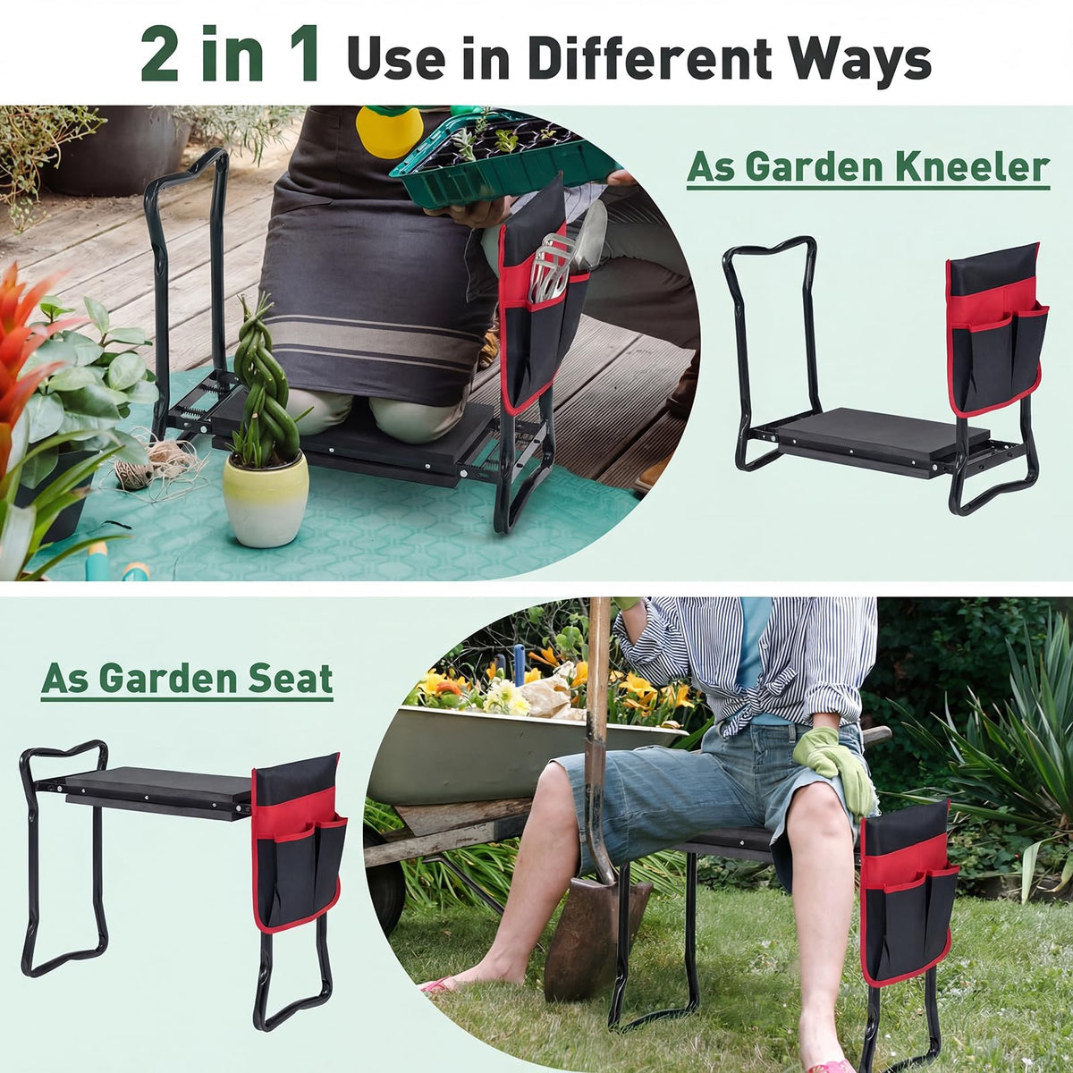 Goflame Garden Kneeler & Seat Folding Gardening Stool