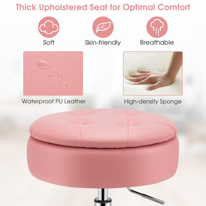GOFLAME 360° Swivel PU Leather Vanity Stool with Storage Set of 2