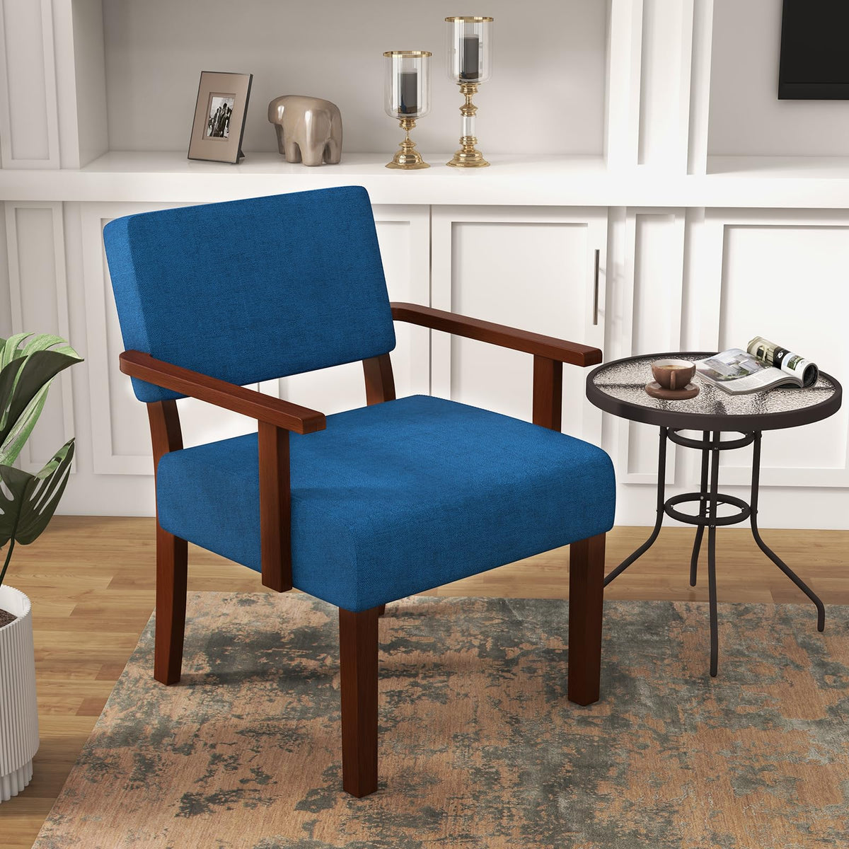 Goflame Modern Accent Chair, Linen Living Room Arm Chair w/Soft Padded Seat & Backrest
