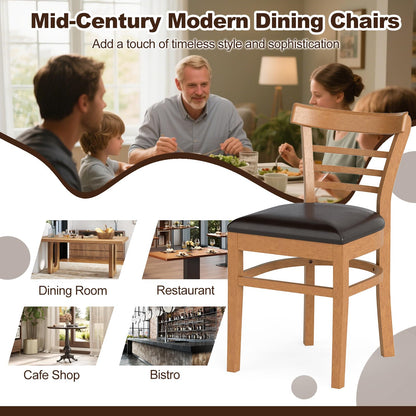 Goflame Wooden Dining Chairs Set PU Leather Upholstered Kitchen Chair w/Rubber Wood Legs