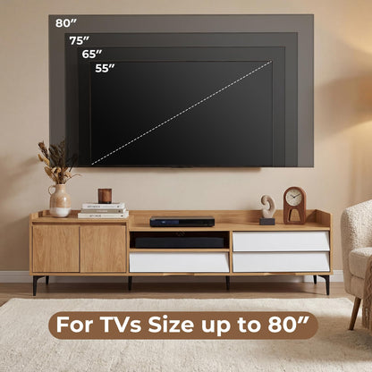 Goflame Modern TV Stand for 80" Television with Open Shelf