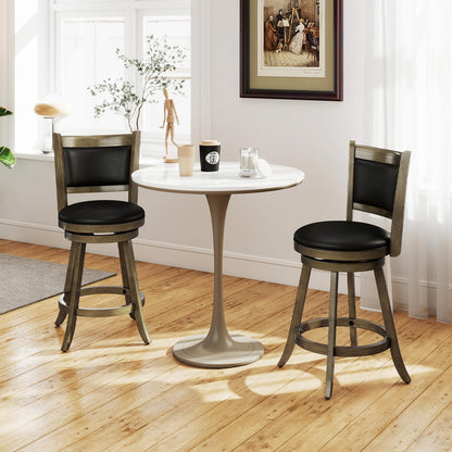 Goflame Accent Wooden Swivel Back Counter Height Bar Stool, Fabric Upholstered Design