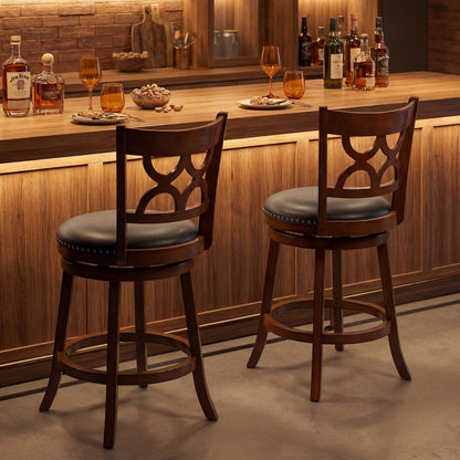 Goflame Swivel Bar Stools Set of 2/4 with Upholstered Seat