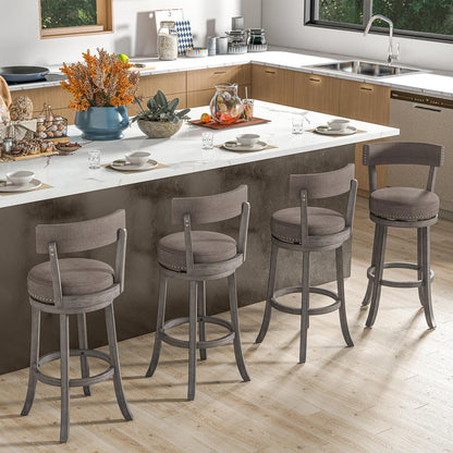 Goflame 31" Bar Stools Set, Swivel Bar Height Bar Chairs with Footrest, Rubber Wood Frame