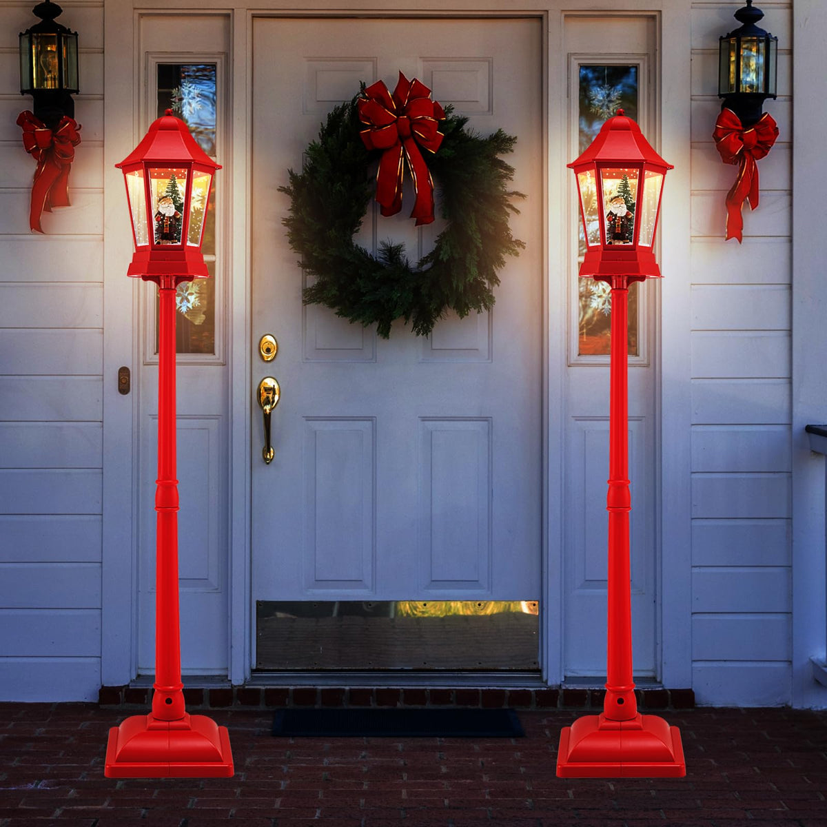 Goflame 2-in-1 Musical Lamp Post & Snow Globe Lantern (Snowing Santa)