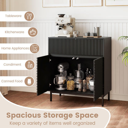 Goflame 32" Wide Coffee Bar Console Table with 2 Doors and 1 Drawer (1/2)