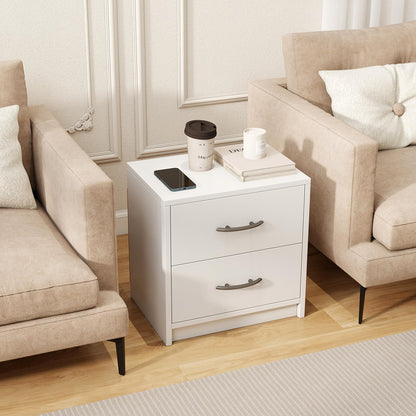 Goflame Nightstand with 2 Drawers, Modern Night Stand with Storage Drawers, Compact Floor Sofa Side Table for Small Spaces
