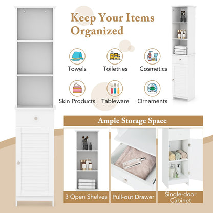 Goflame Narrow Floor Storage Cabinet with Adjustable Shelves
