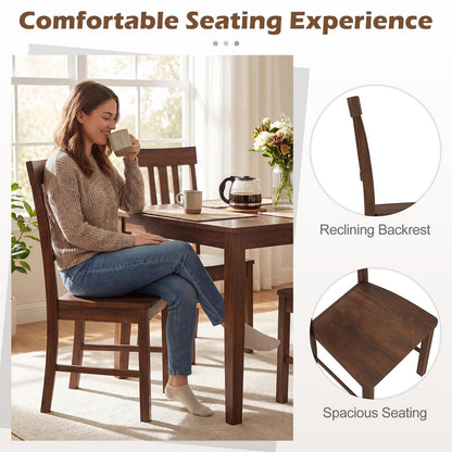 Goflame Wooden Dining Chairs Set of 2/4 with Slat Back & Contoured Seat