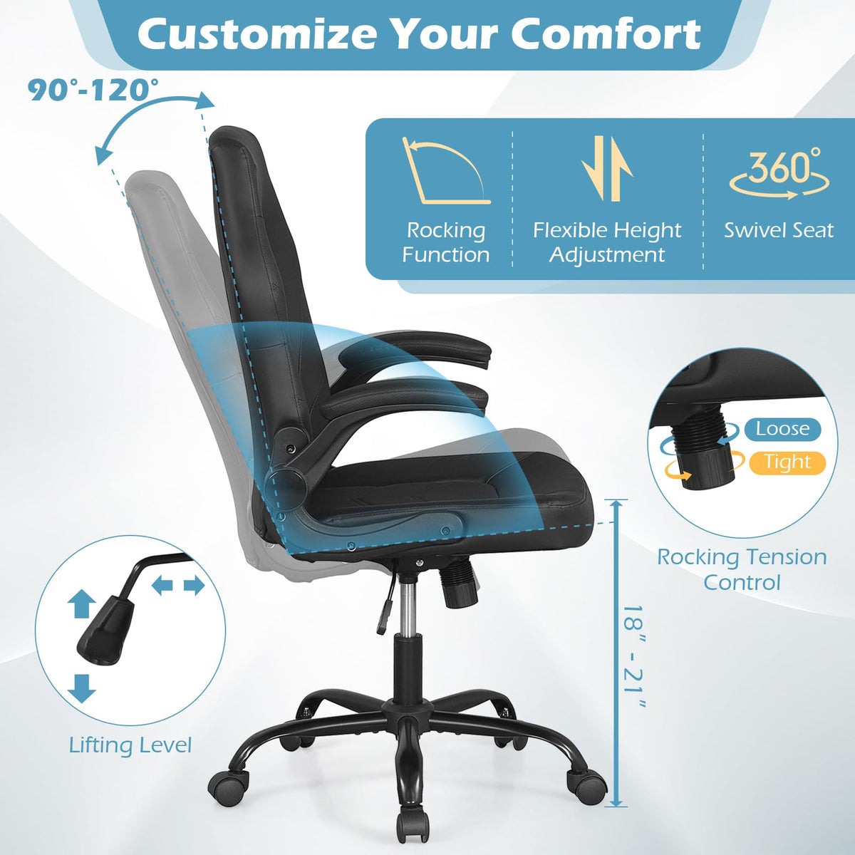 Goflame Ergonomic Computer Desk Chair with Flip-up Arms