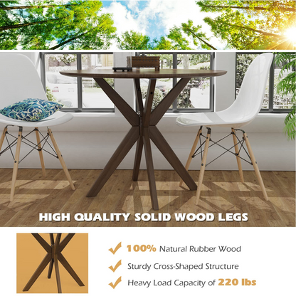 Goflame 36 Inch Round Wood Dining Table with Intersecting Pedestal Base