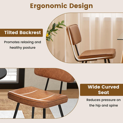 Goflame PU Leather Dining Chairs Set of 2/4, Upholstered Kitchen Chairs w/Padded Backrest & Seat, Metal Legs