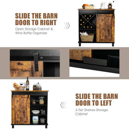 Goflame Sideboard, Coffee Bar Station with Sliding Barn Door(Industrial)