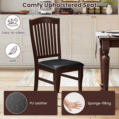 Goflame Set of 2/4 Wooden PU Leather Upholstered Dining Chairs