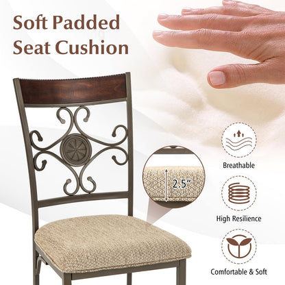 Goflame Upholstered Dining Chair Set, Vintage Metal Dining Chairs with Soft Padded Seat Cushion