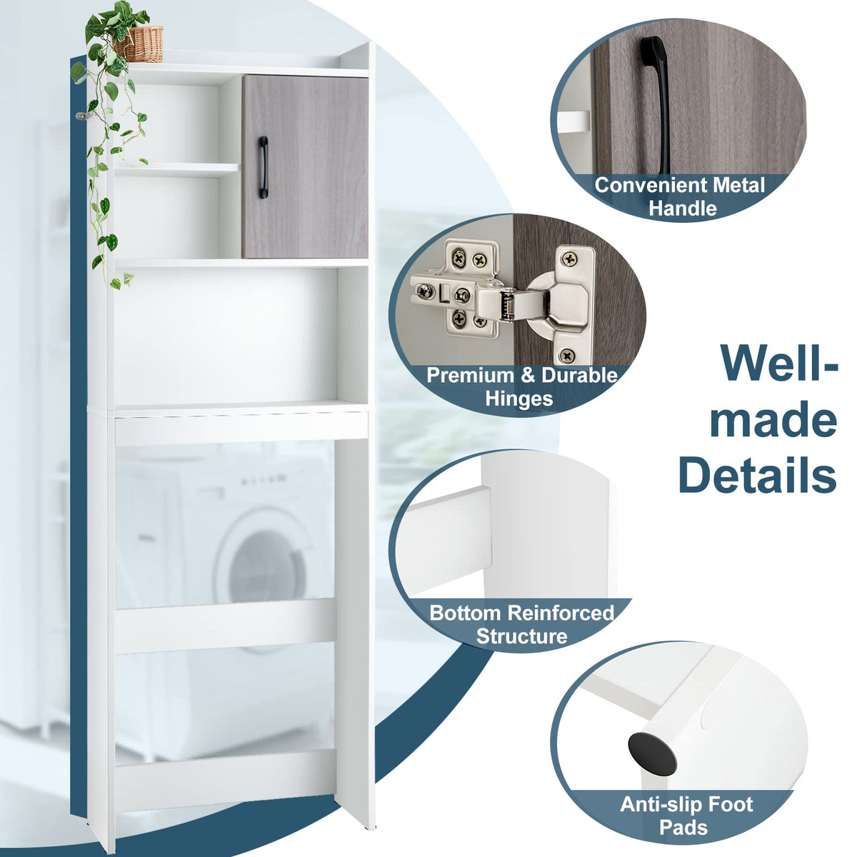 Goflame Over-The-Toilet Space-Saving Storage Cabinet