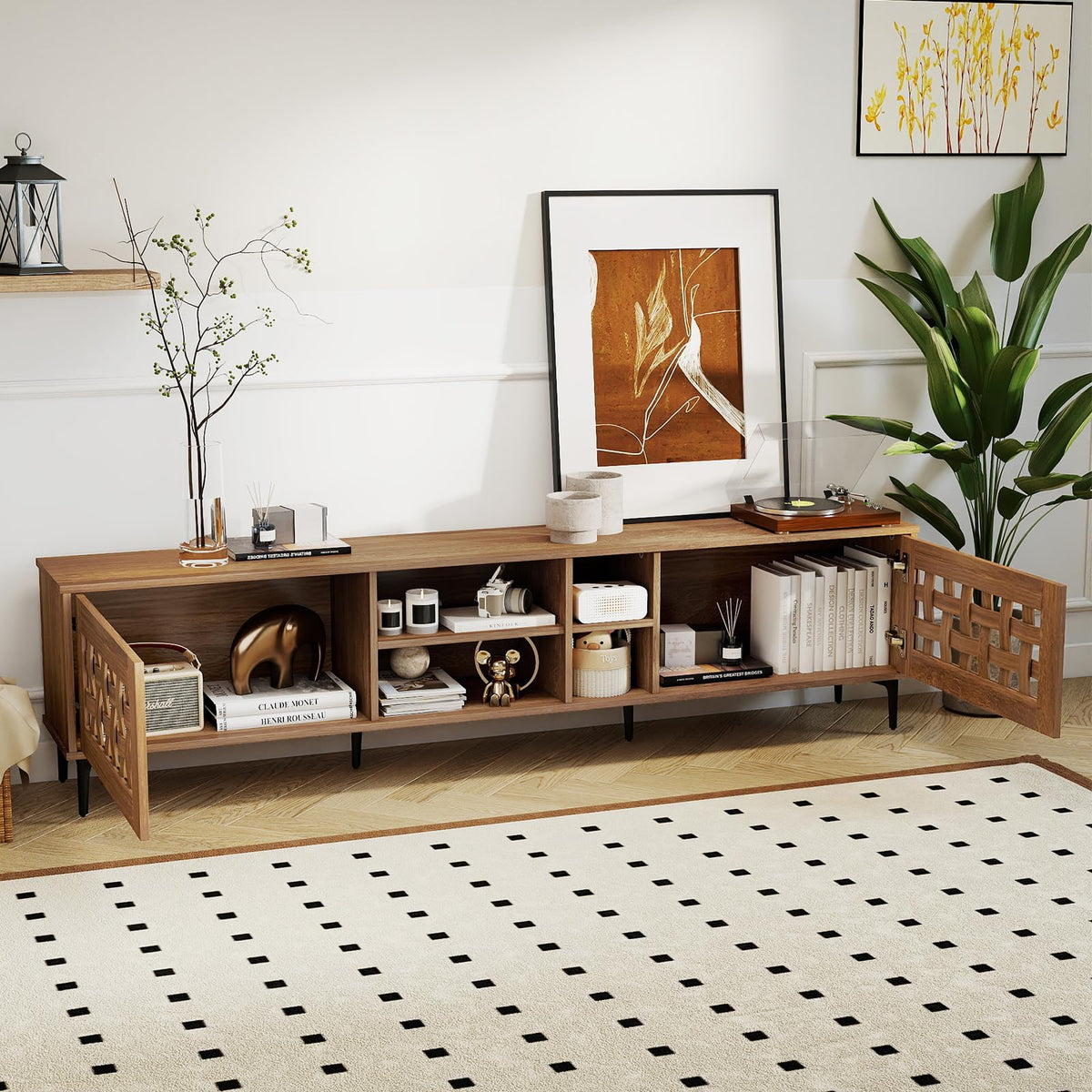 Goflame Mid Century Modern TV Stand for 60-80 Inch TV