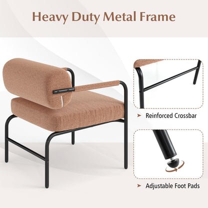 Goflame Velvet Upholstered Living Room Chair with Thickened Backrest & Metal Armrests