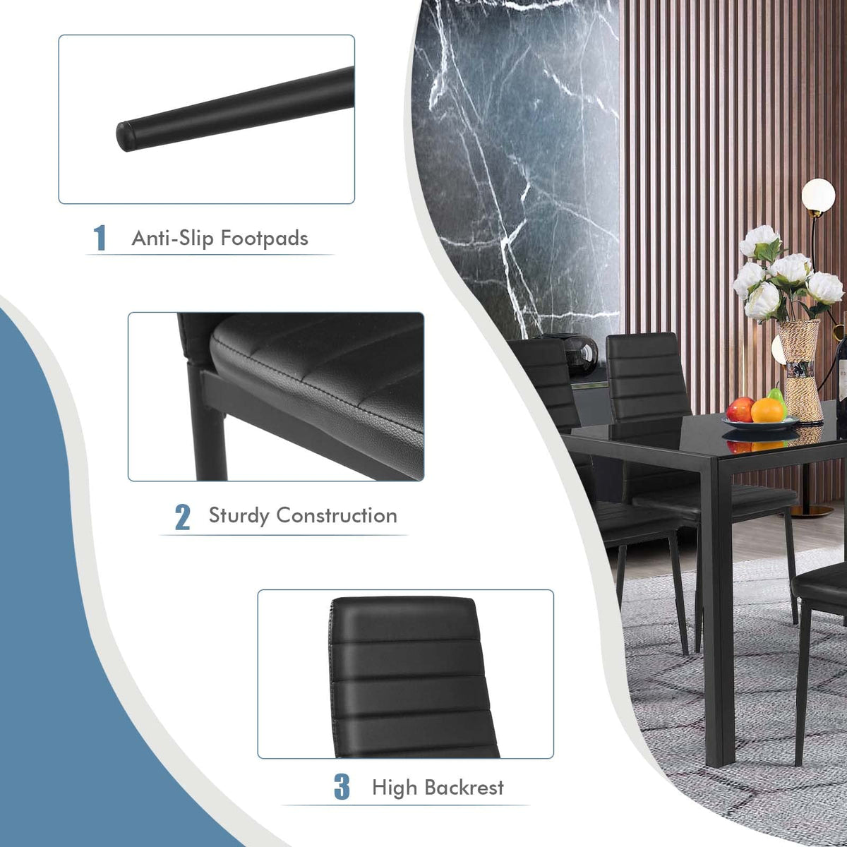 Goflame Set of 4 Dining Chairs, Upholstered Dining Side Chairs with Stain-Proof PVC Leather