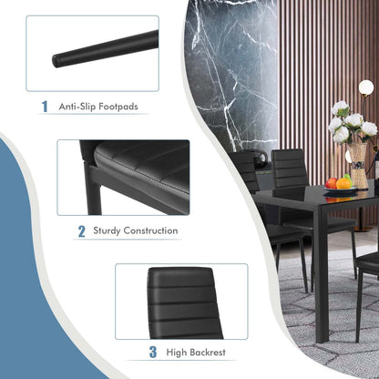 Goflame Set of 4 Dining Chairs, Upholstered Dining Side Chairs with Stain-Proof PVC Leather