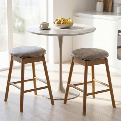 Goflame Swivel Counter Height Barstools with Solid Wood Legs and Footrests