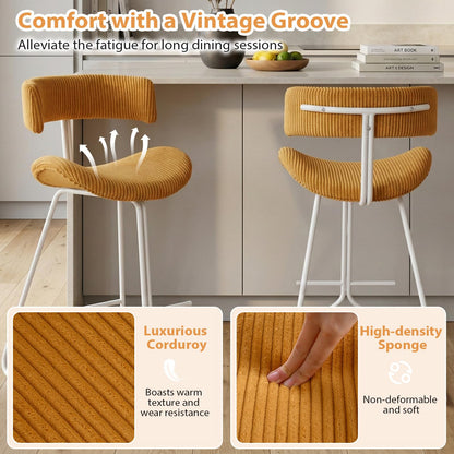 Goflame 25" Fabric Upholstered Armless Counter Height Chairs with Metal Legs & Footrest