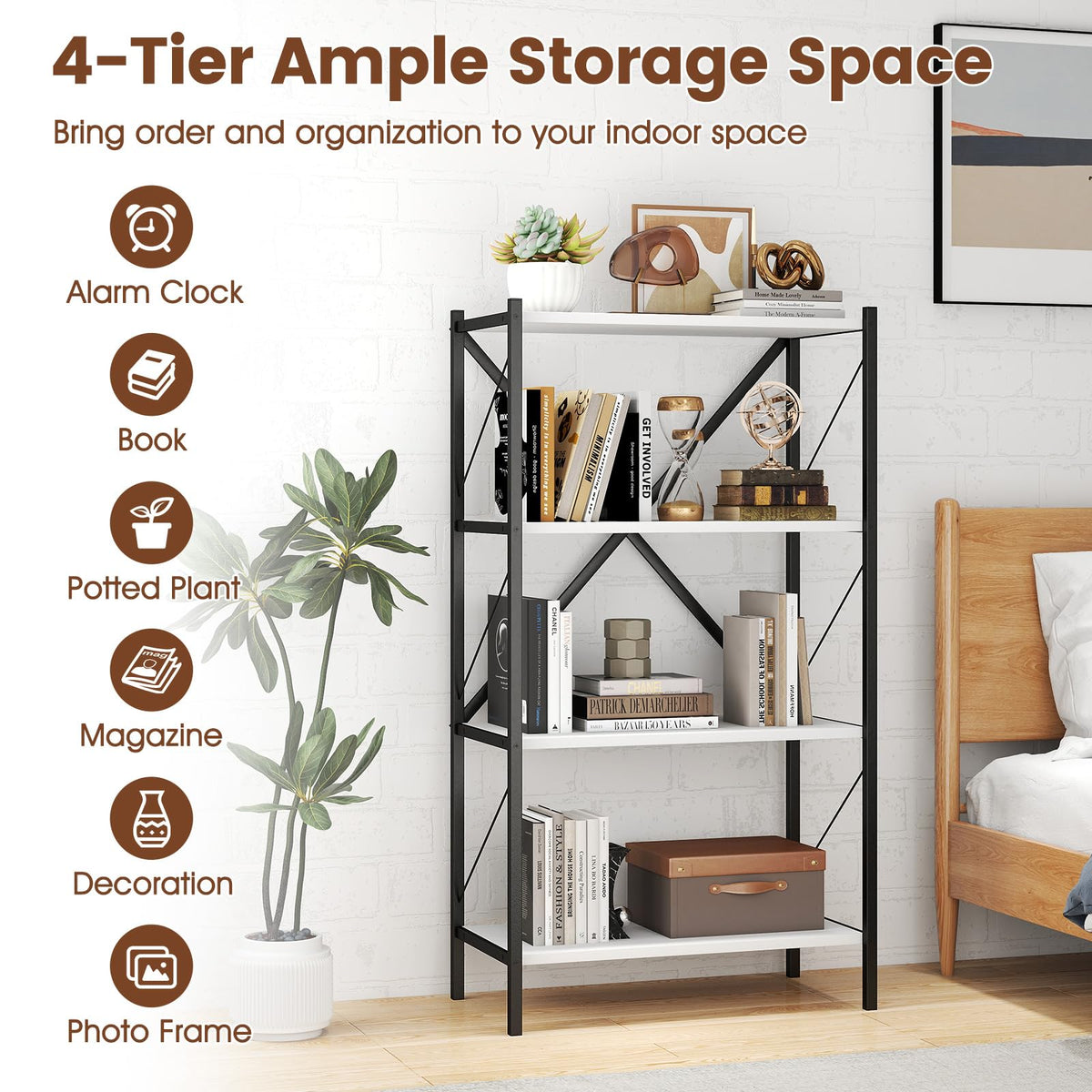 Goflame Modern Bookcase with Heavy-Duty Metal Frame (1/2)