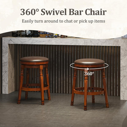 Goflame Swivel Bar Stools Set with Faux Leather Padded Seat