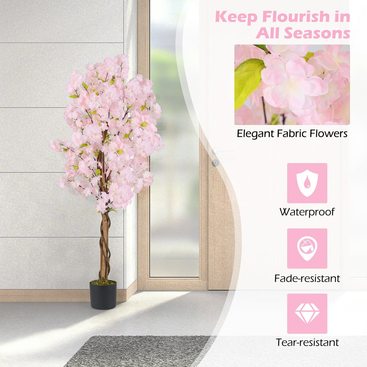 GOFLAME 5FT Artificial Cherry Blossom Tree