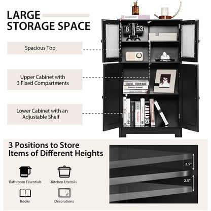 Goflame Storage Cabinet with Doors - Bathroom Floor Cabinet, Freestanding Tall Cabinet