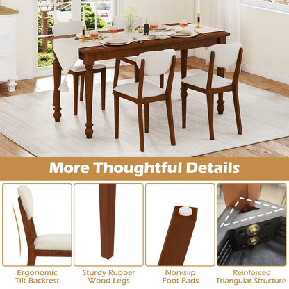 Goflame Sherpa Dining Chairs Set of 4 Modern Kitchen Chair w/Rubber Wood Legs