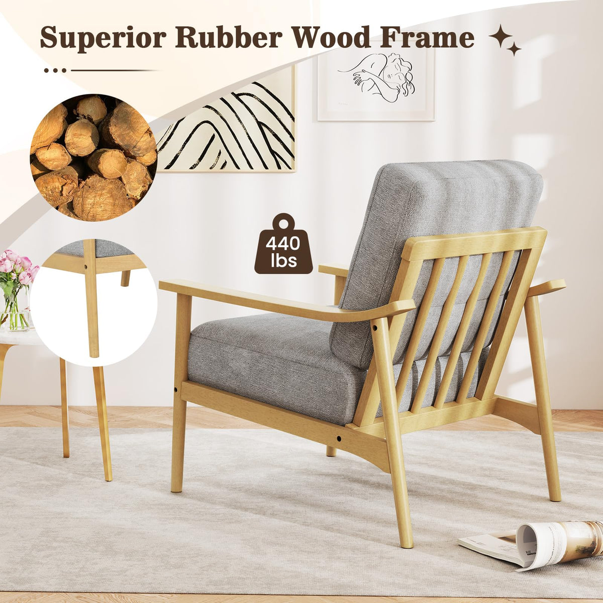 Goflame Mid Century Modern Accent Chair