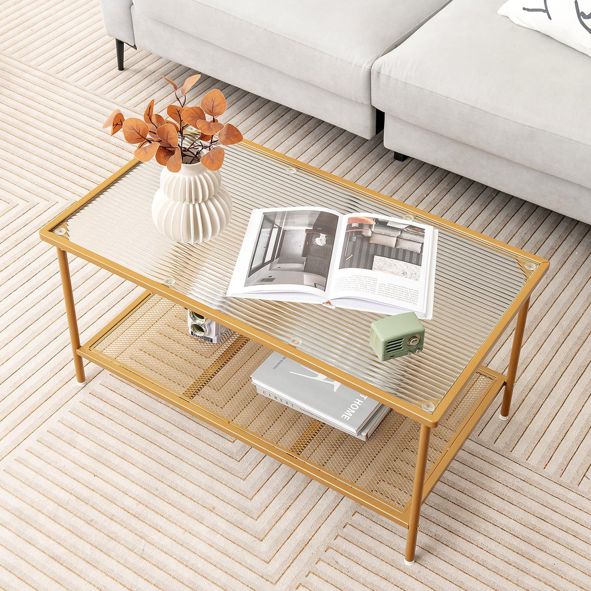 Goflame 2-Tier Modern Coffee Table